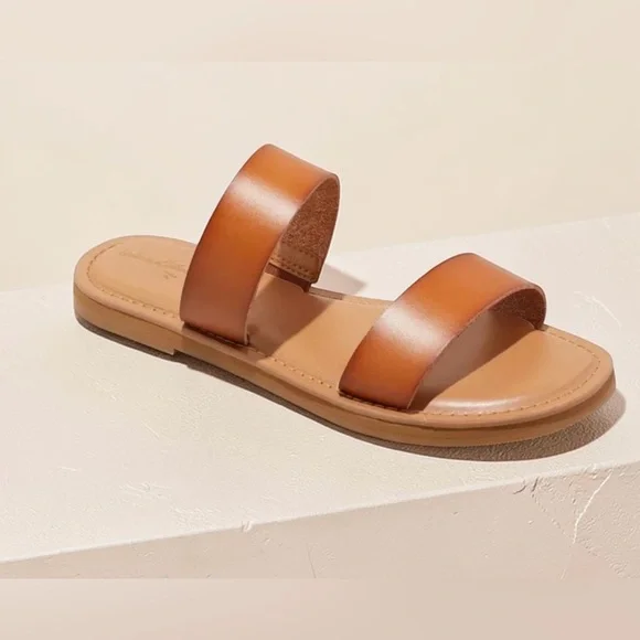 Universal Thread Freya Two-Band Slide Sandals - Cognac Brown/Tan Size 11 - Picture 1 of 5